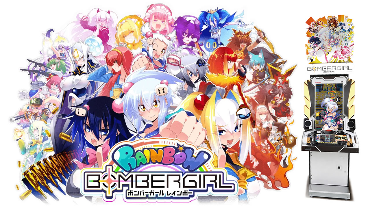 Colorful anime-style arcade rhythm game cabinet